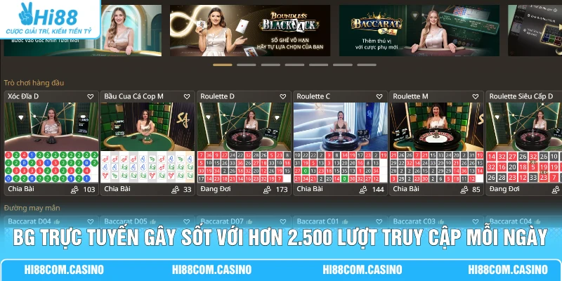 BG Trực Tuyến - Sảnh Cược Bùng Nổ Nhận Ngay 50 Tỷ Đồng 1 BG trực tuyến gây sốt với hơn 2.500 lượt truy cập mỗi ngày