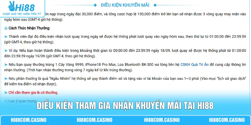 Khuyến Mãi Quà Tặng - Voucher Mua Sắm Lên Đến 100 Triệu 4 Điều kiện tham gia nhận khuyến mãi tại Hi88