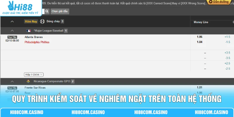 Cá Cược Bóng Chày - Chi Tiết 4 Loại Kèo Tại Sảnh Thể Thao 3 Quy trình kiểm soát vé nghiêm ngặt trên toàn hệ thống