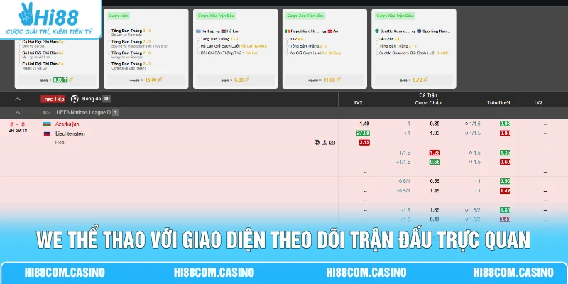We Thể Thao - Góc Nhìn Mới Cho Tín Đồ Đam Mê Thể Thao 1 WE thể thao với giao diện theo dõi trận đấu trực quan